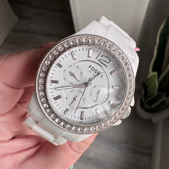 Fossil White Rhinestone Accent Watch - Picture 3 of 5